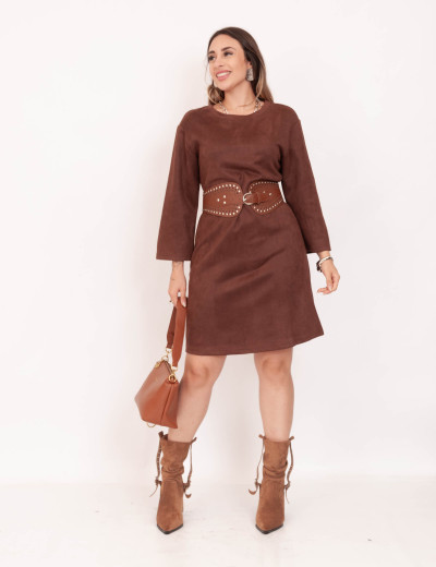 Vestido Charlote Suede Marrom