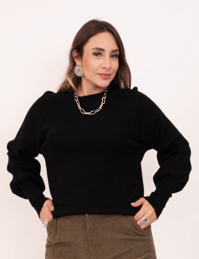 Tricot Lorena Texturizado Preto