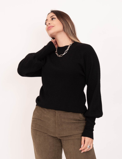 Tricot Lorena Texturizado Preto