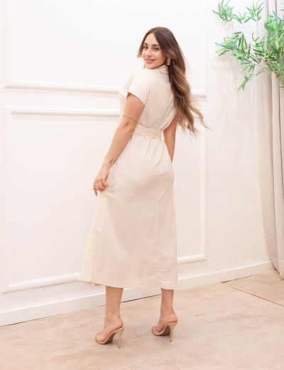 Vestido Maya Viscolinho Cru