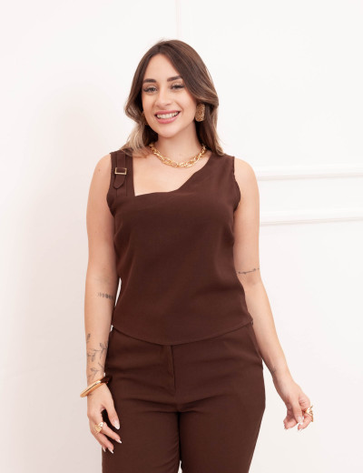 Cropped Fivela Marant Marrom 