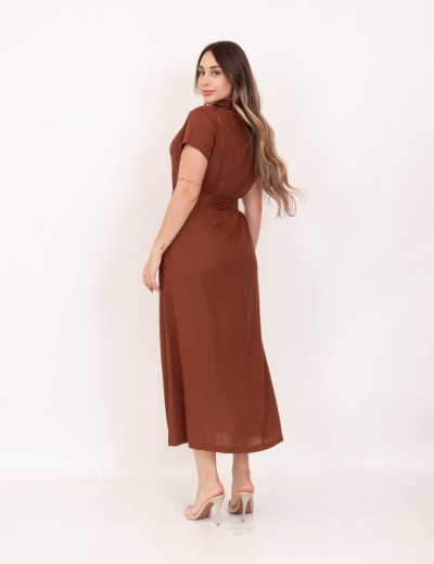 Vestido Maya Viscolinho Marrom