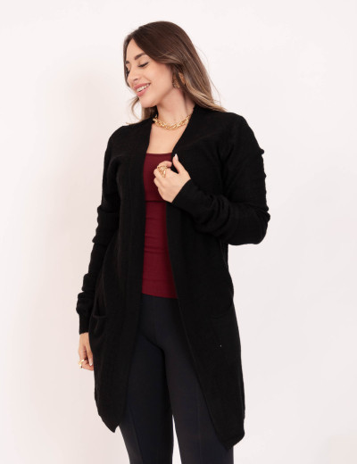 Cardigan Tricot Texturizado Preto