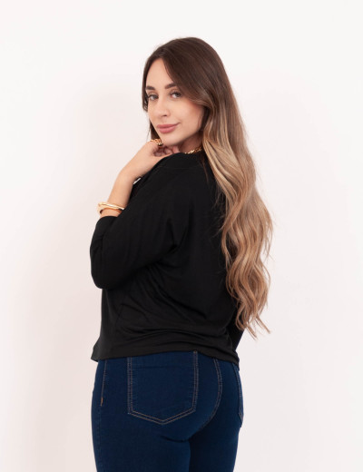 Blusa Malha 7/8 Preto