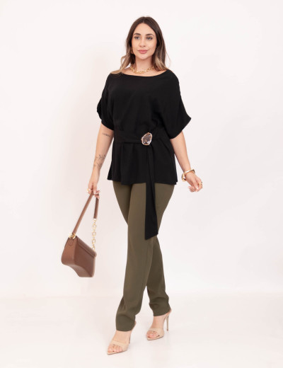 Blusa Viscose Faixa Preto
