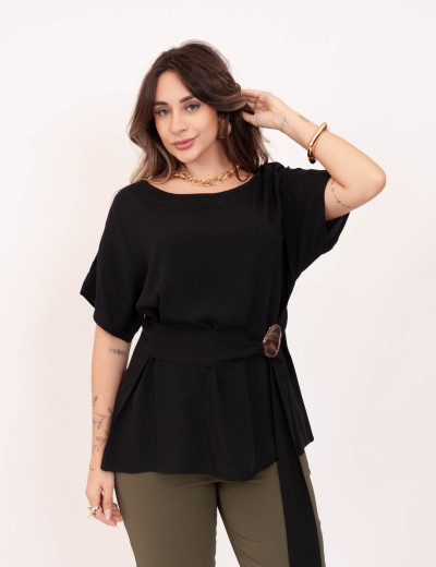 Blusa Viscose Faixa Preto