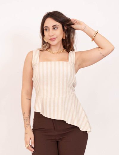 Blusa Assimétrica Bojo Bege