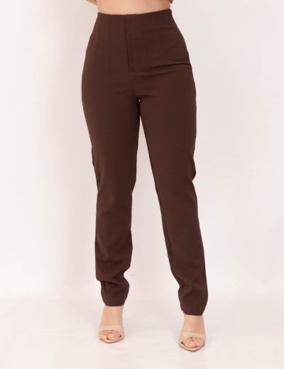 Calça Alfaiataria Pregas Marrom