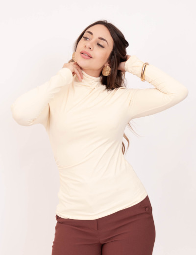Blusa Franzido Gola Creme
