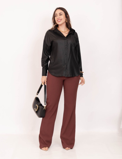 Camisa Resinada Bolso Preto