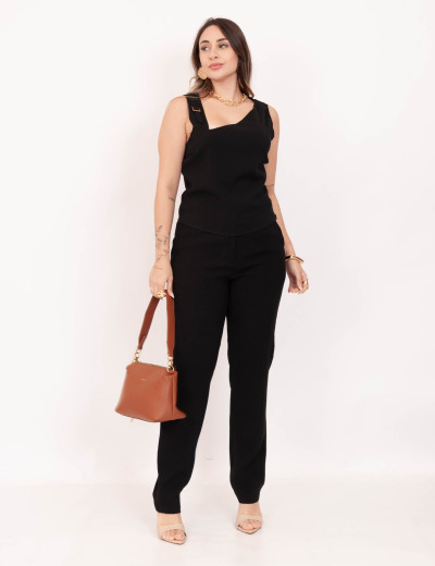 Calça Reta Fivela Preto