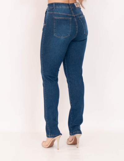 Calça Nervura Jeans Escuro