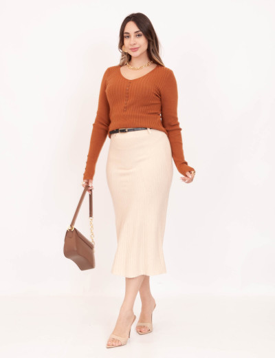 Saia Cecília Tricot Ferrugem