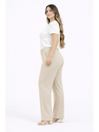 Calça Alfaiataria Nervura Bege