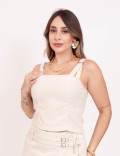 Cropped Alça Fivela Cru