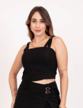 Cropped Alça Fivela Preto
