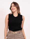 Blusa Tricot Rendada Preto