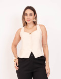 Blusa Alça Decote Bege