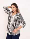 Blusa Crepe Estampada Azul