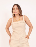 Cropped Lapela Bege