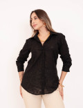 Camisa Voal Texturizada Preto