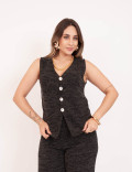 Blusa  Lãzinha Botões Preto