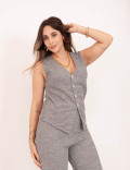 Blusa Lãzinha Botões Cinza