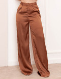 Calça Pantalona Cetim Caramelo