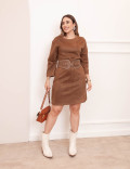 Vestido Charlote Suede Caqui