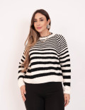Tricot Mousse Listrado Preto