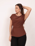 Blusa Crepe Drapeada Marrom