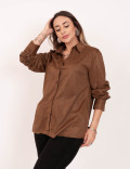 Camisa Suede Botões Marrom