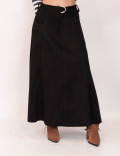 Saia Longuete Suede Preto