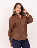 Camisa Resinada Bolso Marrom