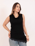 Regata Alongada Renda Preto