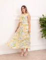 Vestido Serena Tule Floral Amarelo