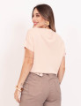 Tricot Canelado Decote V Areia
