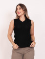 Blusa Tricot Rendada Preto