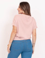 Tricot Canelado Decote V Rose