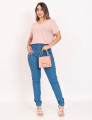 Tricot Canelado Decote V Rose
