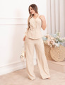 Calça Pantalona Alfaiataria Bege
