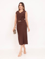 Vestido Dulce Midi Marrom