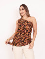Blusa Assimétrica Animal Print Caramelo