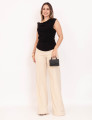 Calça Pantalona Lapela Bege