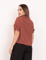 Camisa Cropped Visco Marrom