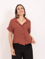 Camisa Cropped Visco Marrom