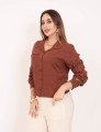 Camisa Viscose Gola Marrom