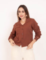 Camisa Viscose Gola Marrom