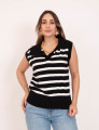 Tricô Polo Listrado Preto