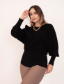  Tricot Morcego Canelado Preto